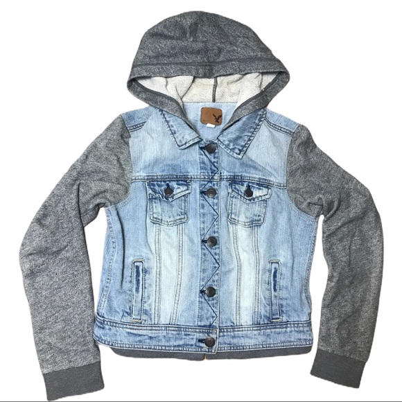 blue jean jacket hoodie